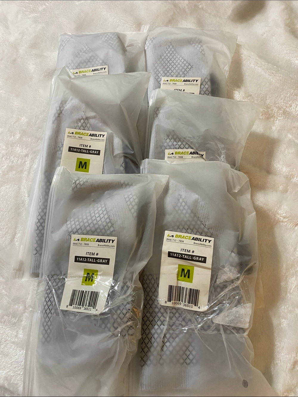 BraceAbility Compression Tall Gray Socks Size M 6 pairs - Picture 4 of 5